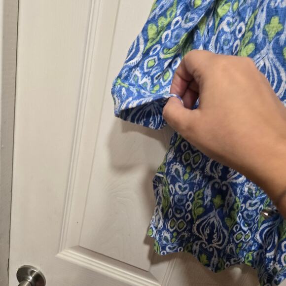 Chico’s Blue Green Linen 3/4 Sleeve Blouse Size 0 Small - Picture 8 of 8